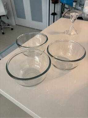 Clear Glass Mixing Bowls - Set of 3